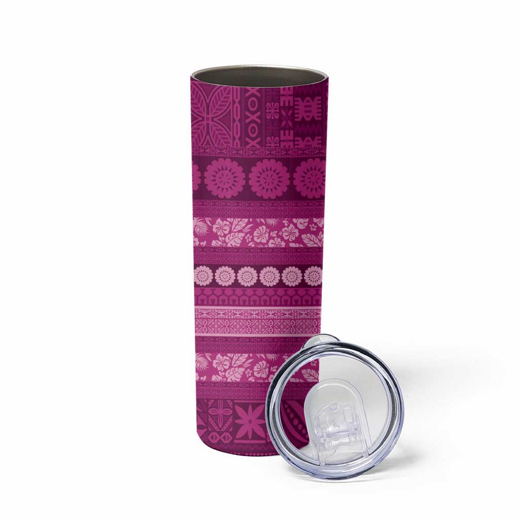 Fiji Marau na Kerisimasi Skinny Tumbler Pink Tapa Masi Inspired Christmas LT9 - Polynesian Pride