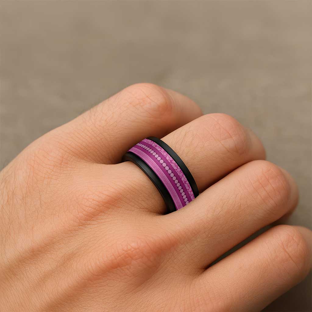 Fiji Marau na Kerisimasi Spinner Ring Pink Tapa Masi Inspired Christmas - Polynesian Pride