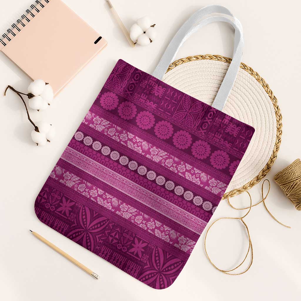 Fiji Marau na Kerisimasi Tote Bag Pink Tapa Masi Inspired Christmas - Polynesian Pride