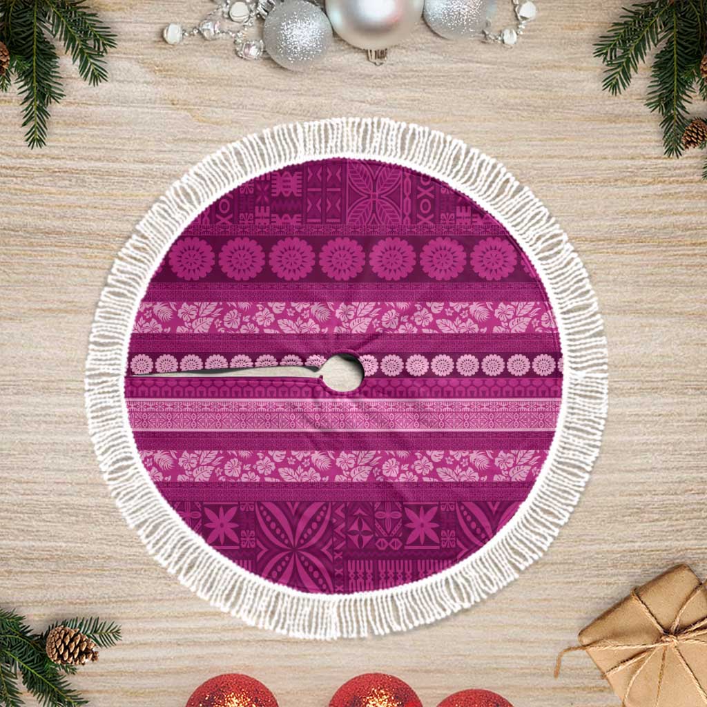 Fiji Marau na Kerisimasi Tree Skirt Pink Tapa Masi Inspired Christmas - Polynesian Pride
