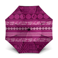 Fiji Marau na Kerisimasi Umbrella Pink Tapa Masi Inspired Christmas LT9 One Size Folded 11.42 inch Opened Diameter 37.4 inch Pink - Polynesian Pride