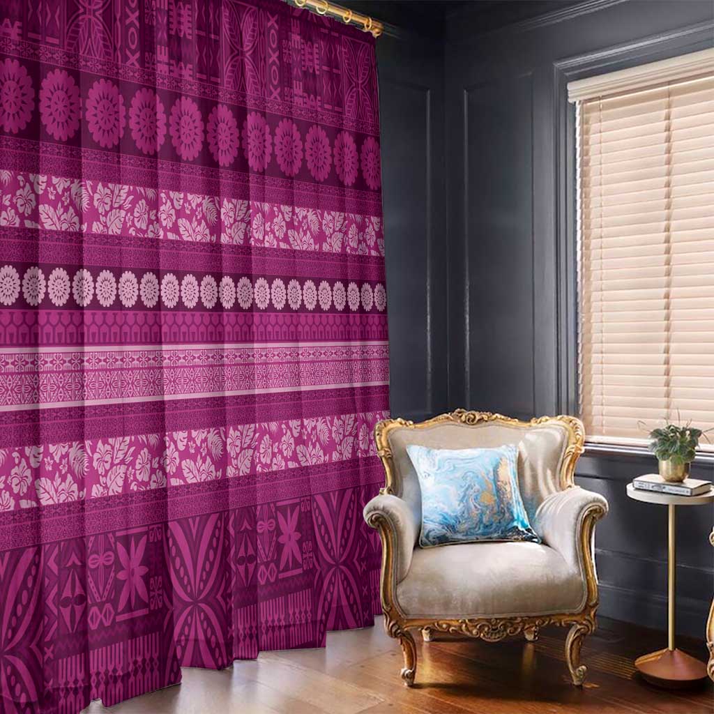 Fiji Marau na Kerisimasi Window Curtain Pink Tapa Masi Inspired Christmas - Polynesian Pride