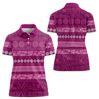 Fiji Marau na Kerisimasi Women Polo Shirt Pink Tapa Masi Inspired Christmas - Polynesian Pride