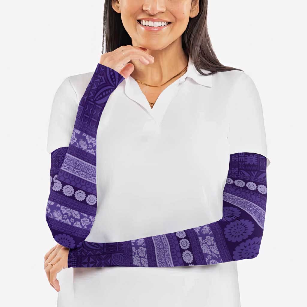 Fiji Marau na Kerisimasi Arm Sleeves Purple Tapa Masi Inspired Christmas - Polynesian Pride