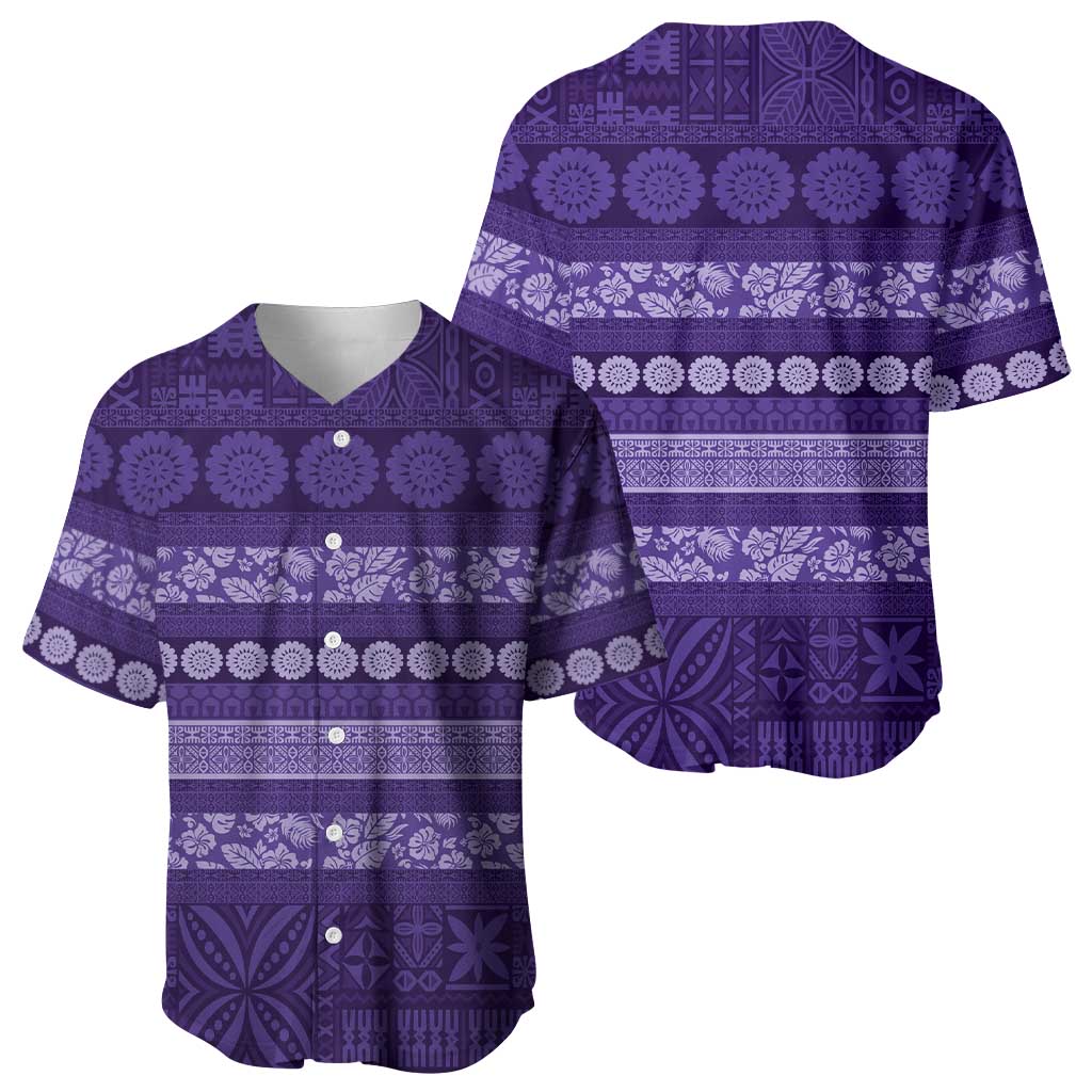 Fiji Marau na Kerisimasi Baseball Jersey Purple Tapa Masi Inspired Christmas - Polynesian Pride