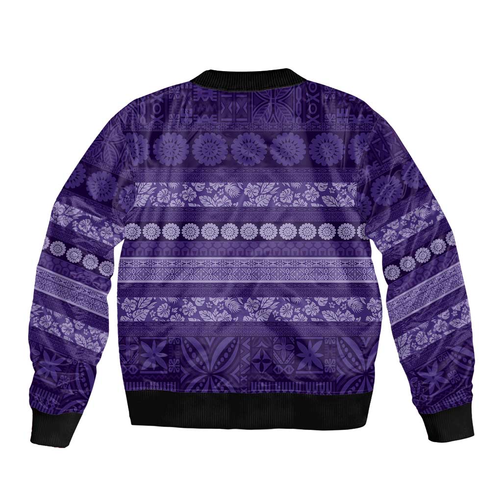 Fiji Marau na Kerisimasi Bomber Jacket Purple Tapa Masi Inspired Christmas LT9 - Polynesian Pride