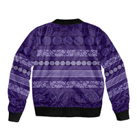 Fiji Marau na Kerisimasi Bomber Jacket Purple Tapa Masi Inspired Christmas LT9 - Polynesian Pride