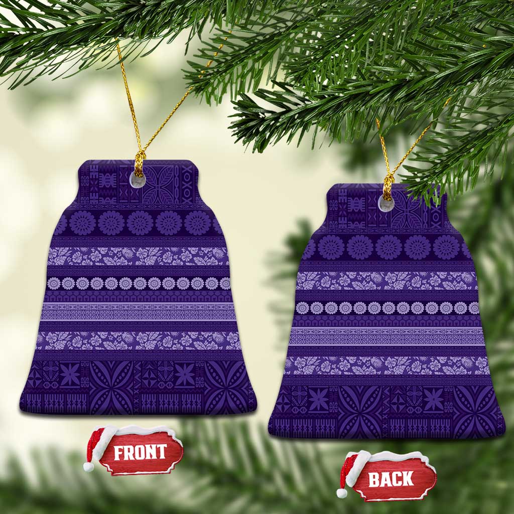 Fiji Marau na Kerisimasi Ceramic Ornament Purple Tapa Masi Inspired Christmas - Polynesian Pride