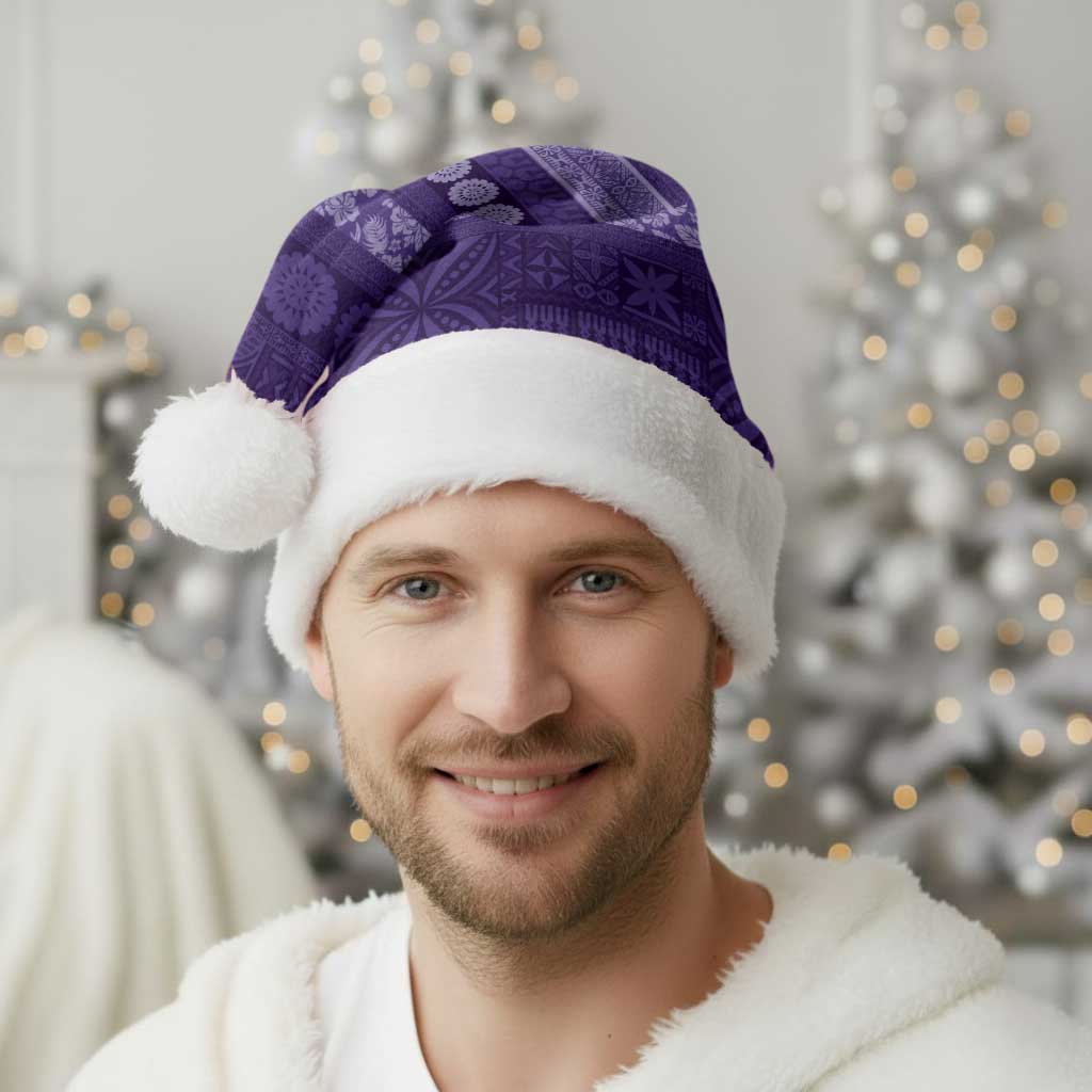 Fiji Marau na Kerisimasi Christmas Santa Hat Purple Tapa Masi Inspired Christmas - Polynesian Pride