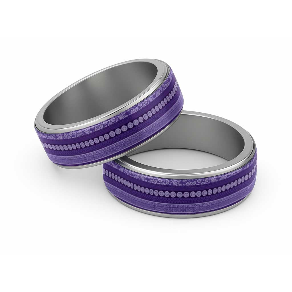 Fiji Marau na Kerisimasi Classic Ring Purple Tapa Masi Inspired Christmas - Polynesian Pride