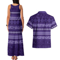 Fiji Marau na Kerisimasi Couples Matching Tank Maxi Dress and Hawaiian Shirt Purple Tapa Masi Inspired Christmas LT9 - Polynesian Pride