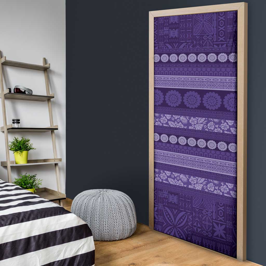 Fiji Marau na Kerisimasi Door Cover Purple Tapa Masi Inspired Christmas - Polynesian Pride