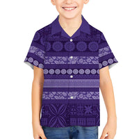 Fiji Marau na Kerisimasi Family Matching Long Sleeve Bodycon Dress and Hawaiian Shirt Purple Tapa Masi Inspired Christmas LT9 Son's Shirt Purple - Polynesian Pride