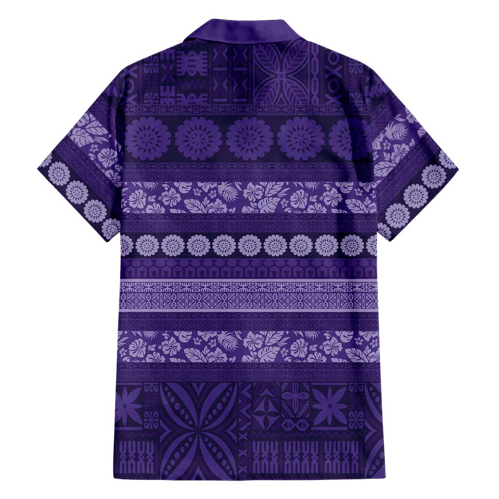 Fiji Marau na Kerisimasi Family Matching Short Sleeve Bodycon Dress and Hawaiian Shirt Purple Tapa Masi Inspired Christmas LT9 - Polynesian Pride