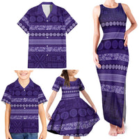 Fiji Marau na Kerisimasi Family Matching Tank Maxi Dress and Hawaiian Shirt Purple Tapa Masi Inspired Christmas LT9 - Polynesian Pride