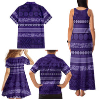 Fiji Marau na Kerisimasi Family Matching Tank Maxi Dress and Hawaiian Shirt Purple Tapa Masi Inspired Christmas LT9 - Polynesian Pride