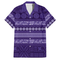 Fiji Marau na Kerisimasi Family Matching Tank Maxi Dress and Hawaiian Shirt Purple Tapa Masi Inspired Christmas LT9 Dad's Shirt - Short Sleeve Purple - Polynesian Pride