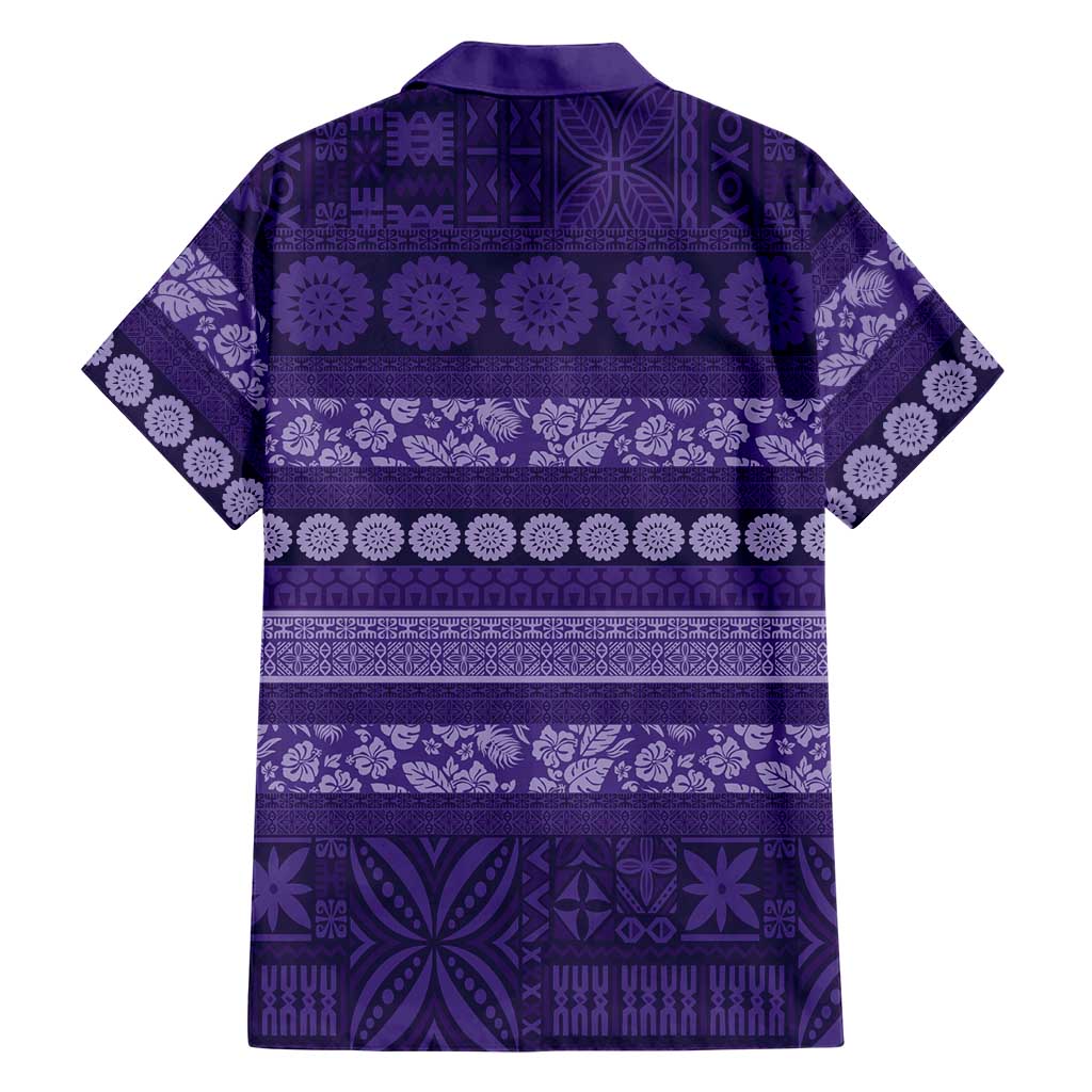Fiji Marau na Kerisimasi Hawaiian Shirt Purple Tapa Masi Inspired Christmas - Polynesian Pride