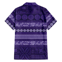 Fiji Marau na Kerisimasi Hawaiian Shirt Purple Tapa Masi Inspired Christmas - Polynesian Pride