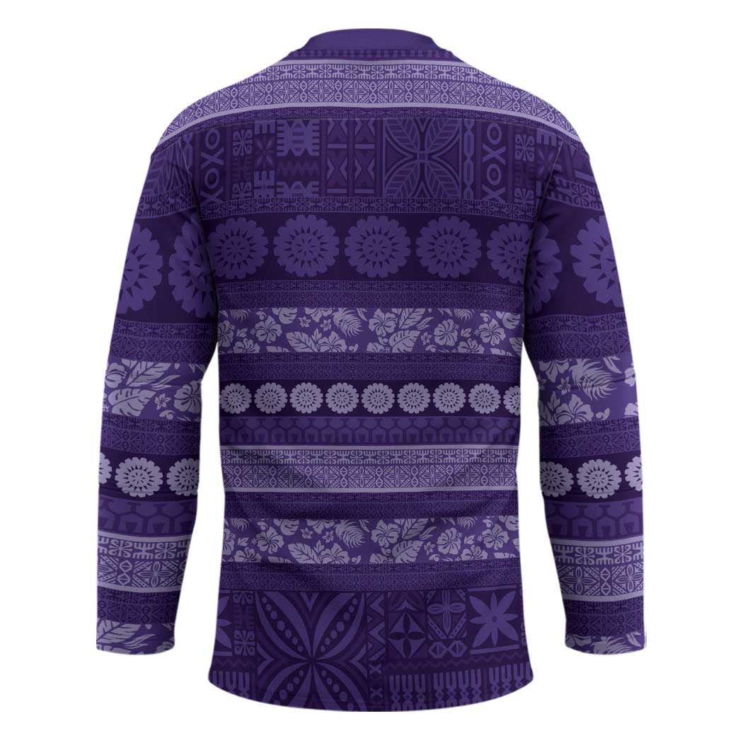 Fiji Marau na Kerisimasi Hockey Jersey Purple Tapa Masi Inspired Christmas - Polynesian Pride