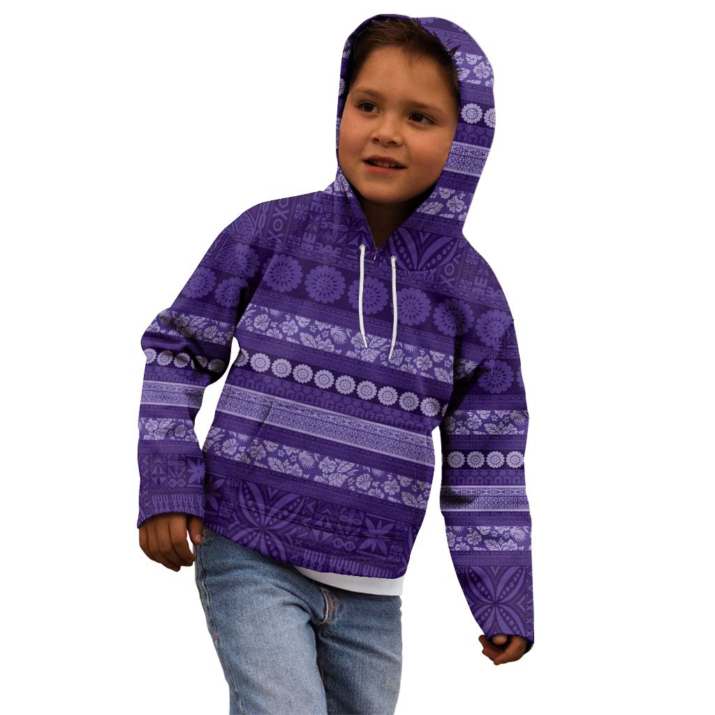 Fiji Marau na Kerisimasi Kid Hoodie Purple Tapa Masi Inspired Christmas LT9 - Polynesian Pride