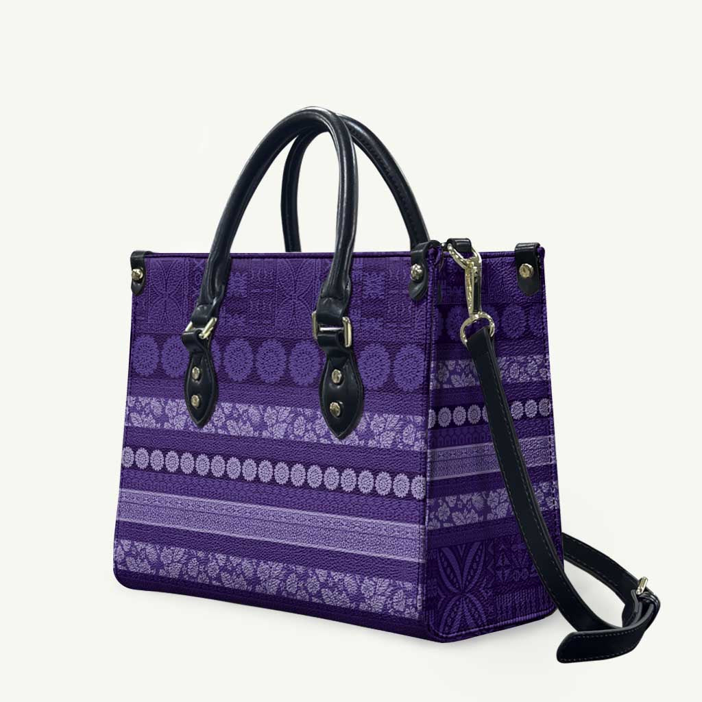 Fiji Marau na Kerisimasi Leather Bag Purple Tapa Masi Inspired Christmas - Polynesian Pride