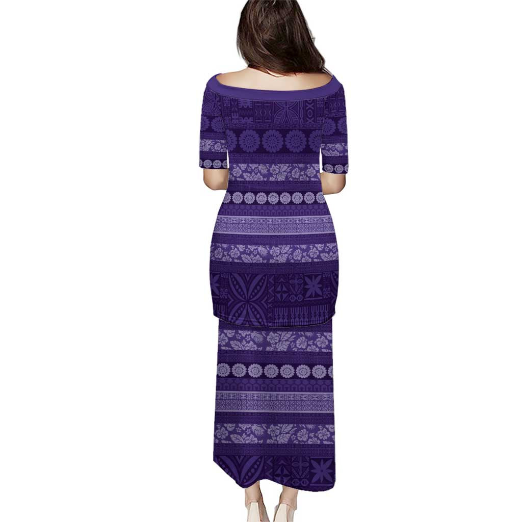 Fiji Marau na Kerisimasi Puletasi Purple Tapa Masi Inspired Christmas - Polynesian Pride