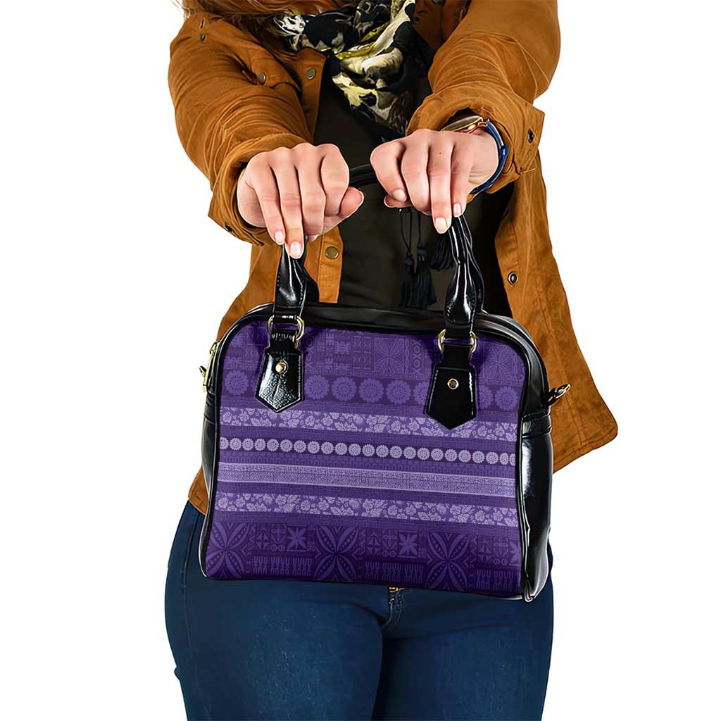 Fiji Marau na Kerisimasi Shoulder Handbag Purple Tapa Masi Inspired Christmas - Polynesian Pride