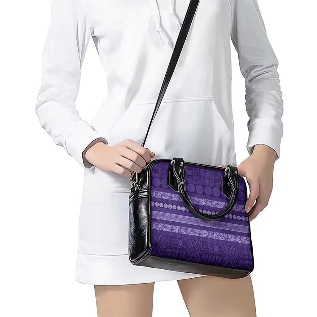 Fiji Marau na Kerisimasi Shoulder Handbag Purple Tapa Masi Inspired Christmas - Polynesian Pride
