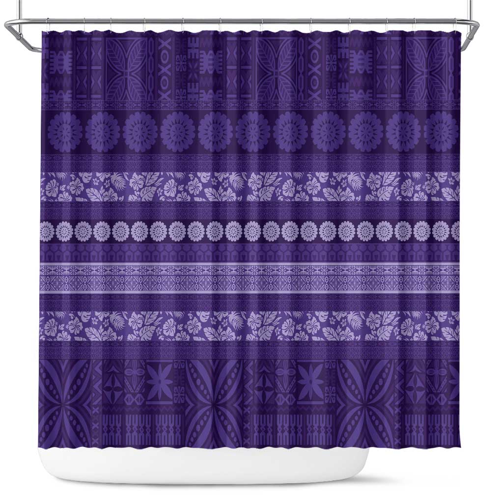 Fiji Marau na Kerisimasi Shower Curtain Purple Tapa Masi Inspired Christmas LT9 Purple - Polynesian Pride