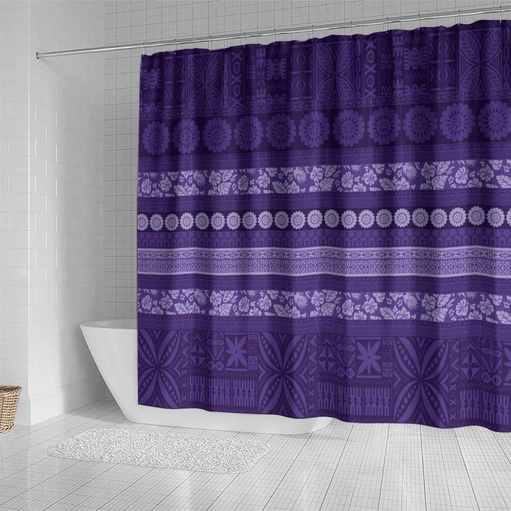Fiji Marau na Kerisimasi Shower Curtain Purple Tapa Masi Inspired Christmas LT9 - Polynesian Pride