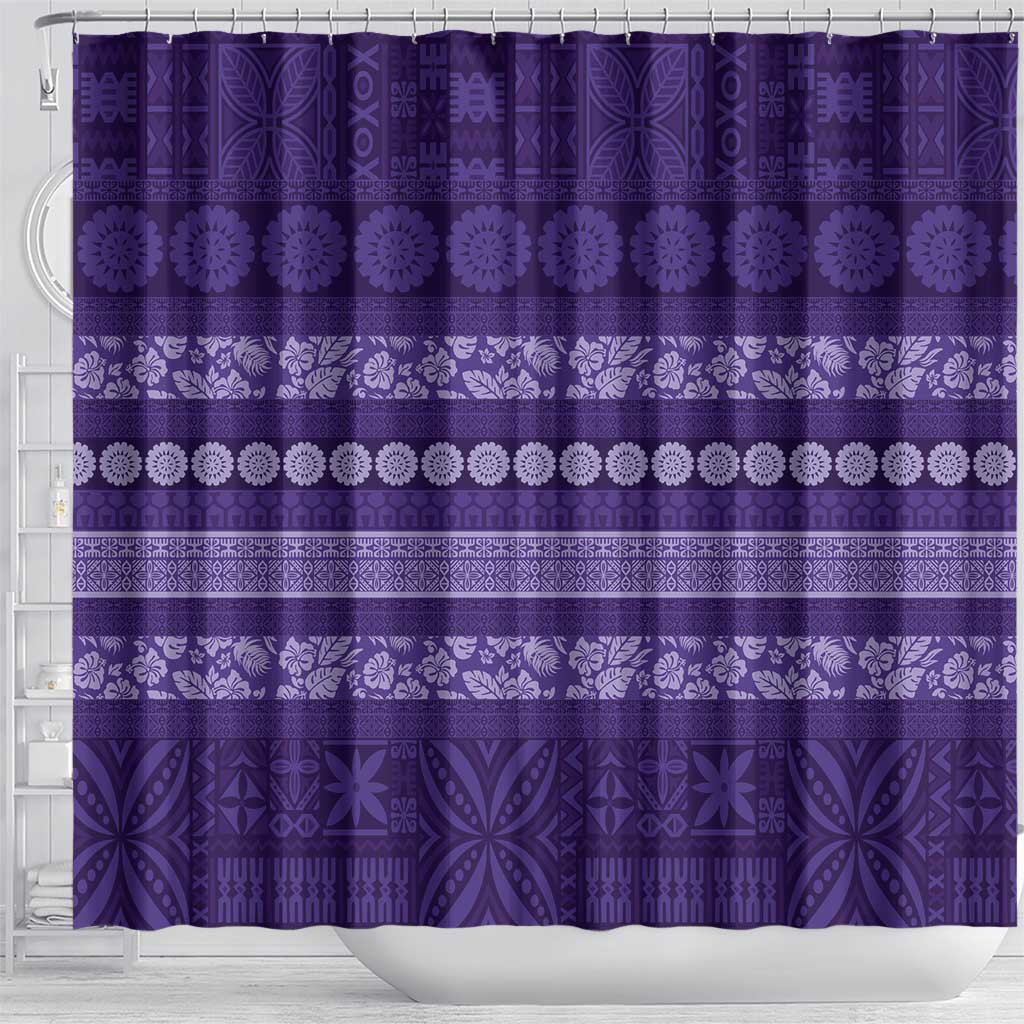 Fiji Marau na Kerisimasi Shower Curtain Purple Tapa Masi Inspired Christmas LT9 - Polynesian Pride