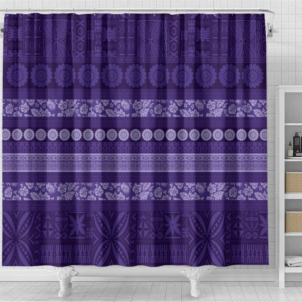 Fiji Marau na Kerisimasi Shower Curtain Purple Tapa Masi Inspired Christmas LT9 - Polynesian Pride