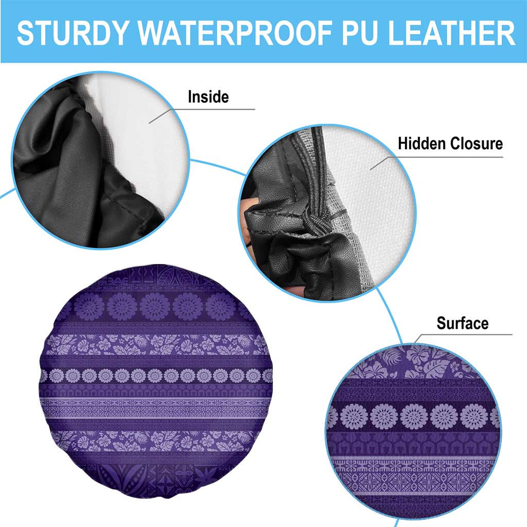 Fiji Marau na Kerisimasi Spare Tire Cover Purple Tapa Masi Inspired Christmas - Polynesian Pride