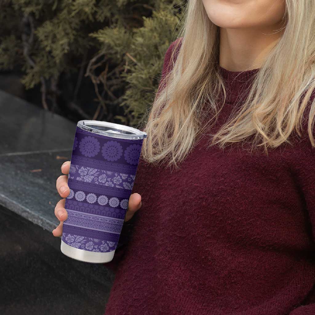 Fiji Marau na Kerisimasi Tumbler Cup Purple Tapa Masi Inspired Christmas - Polynesian Pride