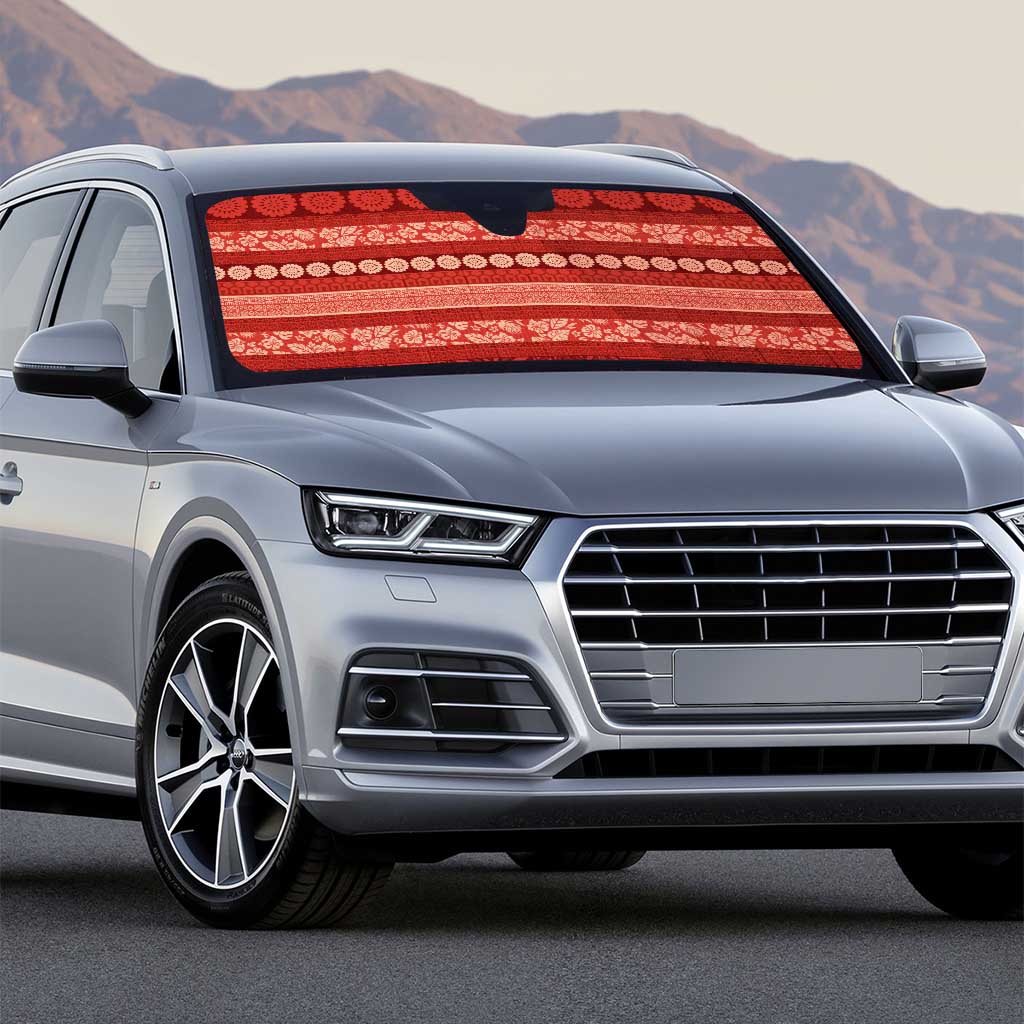 Fiji Marau na Kerisimasi Auto Sun Shade Red Tapa Masi Inspired Christmas - Polynesian Pride