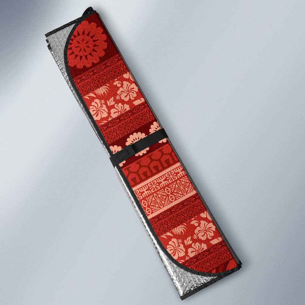 Fiji Marau na Kerisimasi Auto Sun Shade Red Tapa Masi Inspired Christmas - Polynesian Pride