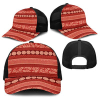 Fiji Marau na Kerisimasi Baseball Net Cap Red Tapa Masi Inspired Christmas - Polynesian Pride