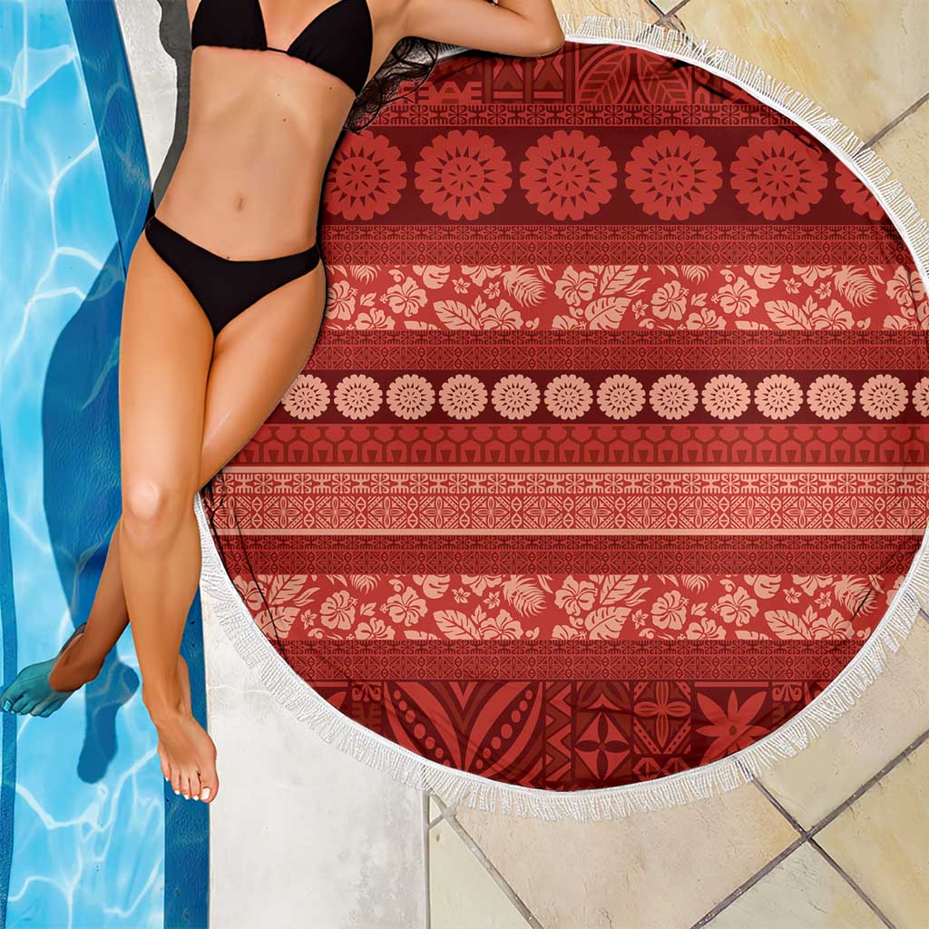 Fiji Marau na Kerisimasi Beach Blanket Red Tapa Masi Inspired Christmas - Polynesian Pride