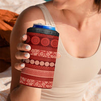 Fiji Marau na Kerisimasi 4 in 1 Can Cooler Tumbler Red Tapa Masi Inspired Christmas - Polynesian Pride