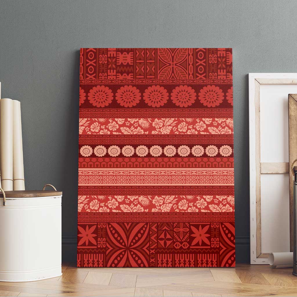 Fiji Marau na Kerisimasi Canvas Wall Art Red Tapa Masi Inspired Christmas - Polynesian Pride
