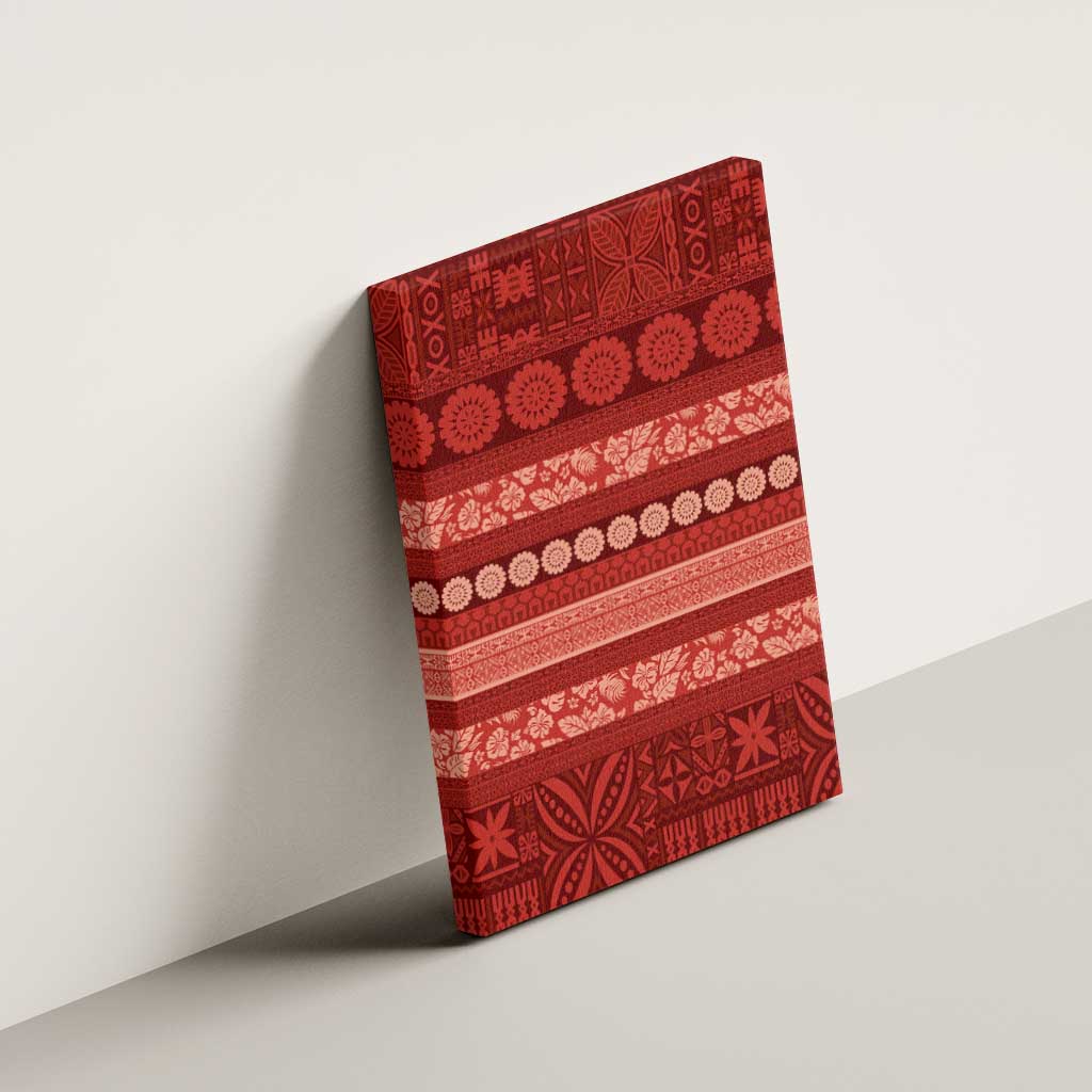 Fiji Marau na Kerisimasi Canvas Wall Art Red Tapa Masi Inspired Christmas - Polynesian Pride