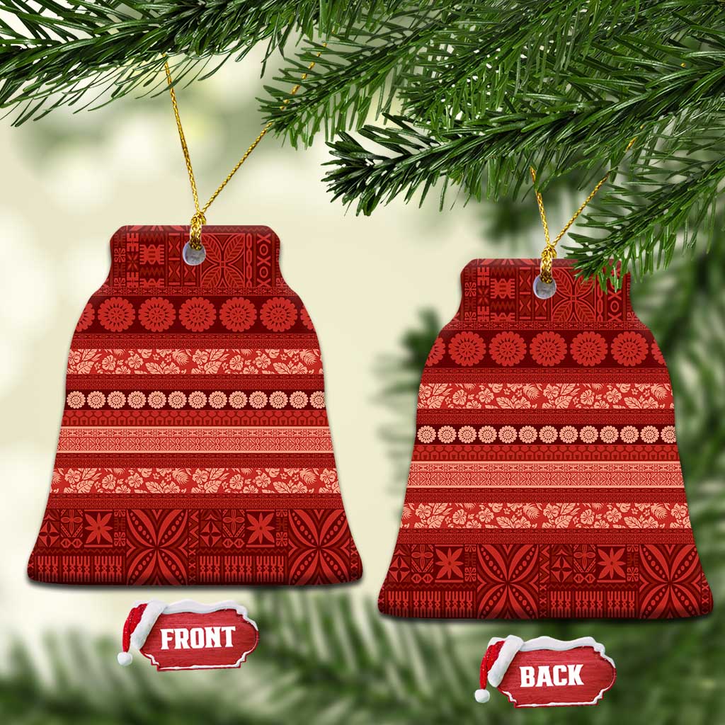 Fiji Marau na Kerisimasi Ceramic Ornament Red Tapa Masi Inspired Christmas - Polynesian Pride