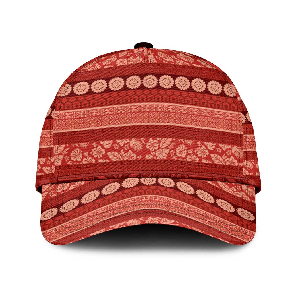 Fiji Marau na Kerisimasi Classic Cap Red Tapa Masi Inspired Christmas - Polynesian Pride