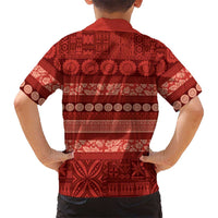 Fiji Marau na Kerisimasi Family Matching Summer Maxi Dress and Hawaiian Shirt Red Tapa Masi Inspired Christmas LT9 - Polynesian Pride