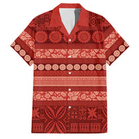 Fiji Marau na Kerisimasi Family Matching Summer Maxi Dress and Hawaiian Shirt Red Tapa Masi Inspired Christmas LT9 Dad's Shirt - Short Sleeve Red - Polynesian Pride
