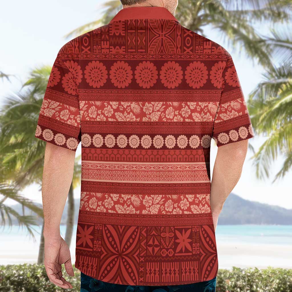 Fiji Marau na Kerisimasi Hawaiian Shirt Red Tapa Masi Inspired Christmas - Polynesian Pride