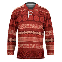 Fiji Marau na Kerisimasi Hockey Jersey Red Tapa Masi Inspired Christmas - Polynesian Pride
