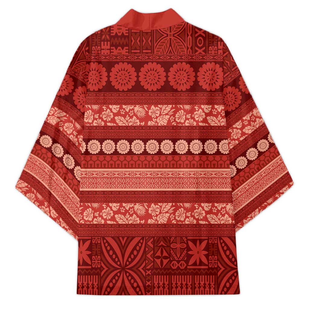 Fiji Marau na Kerisimasi Kimono Red Tapa Masi Inspired Christmas LT9 - Polynesian Pride