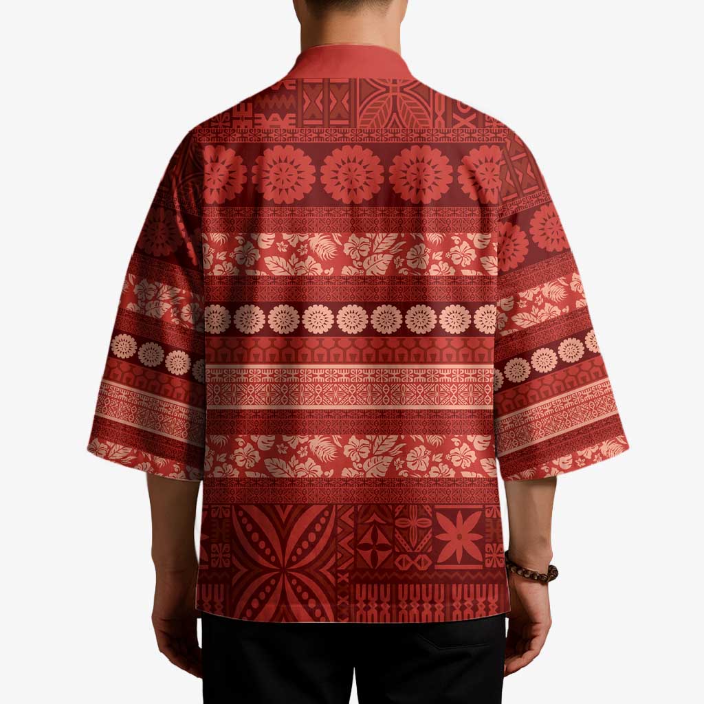 Fiji Marau na Kerisimasi Kimono Red Tapa Masi Inspired Christmas LT9 - Polynesian Pride